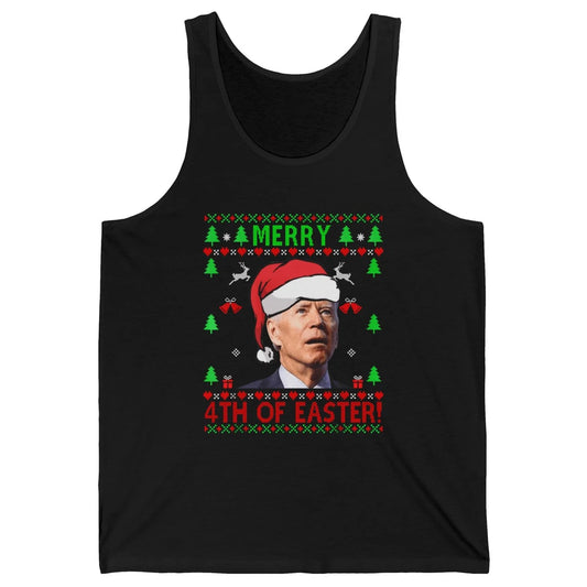 Funny Joe Biden Merry 4th Of Easter Christmas Anti Liberals Unisex Jersey Tank