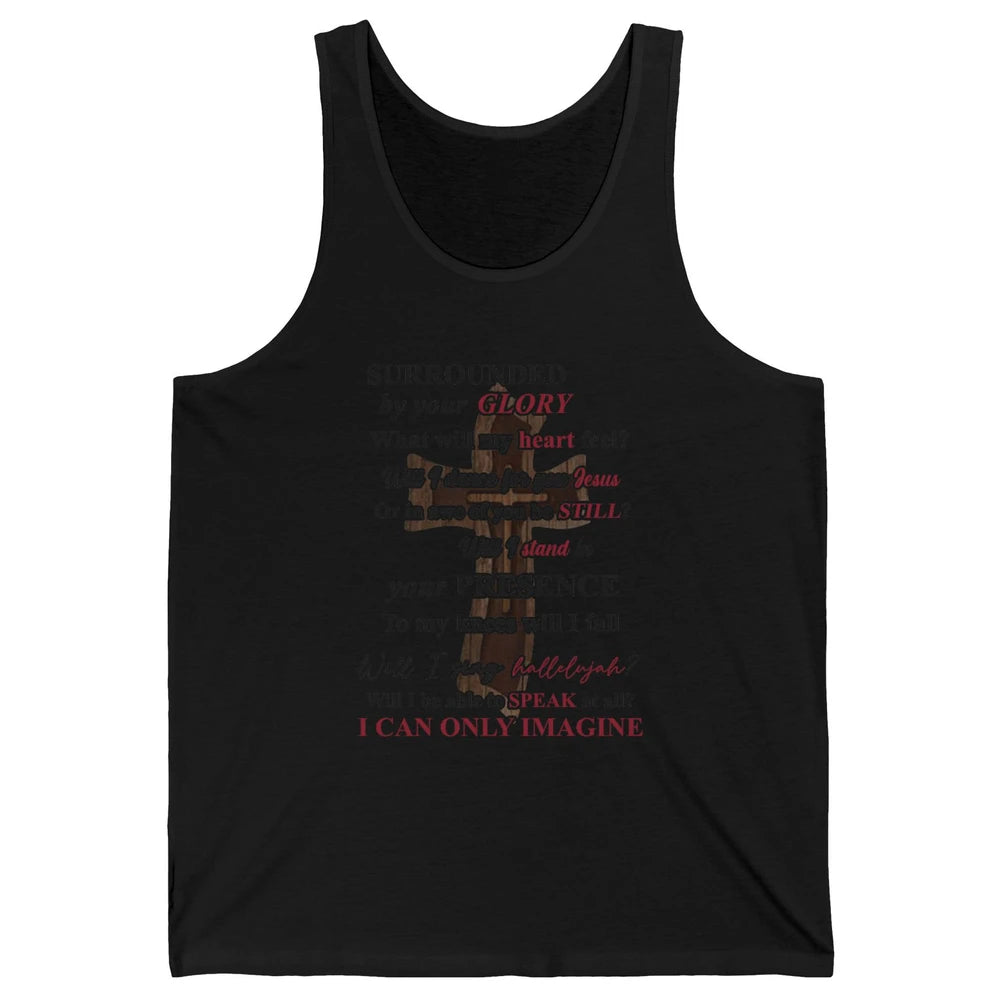 Wooded Jesus Cross Faith I Can Imagine Christian Religious Unisex Jersey Tank