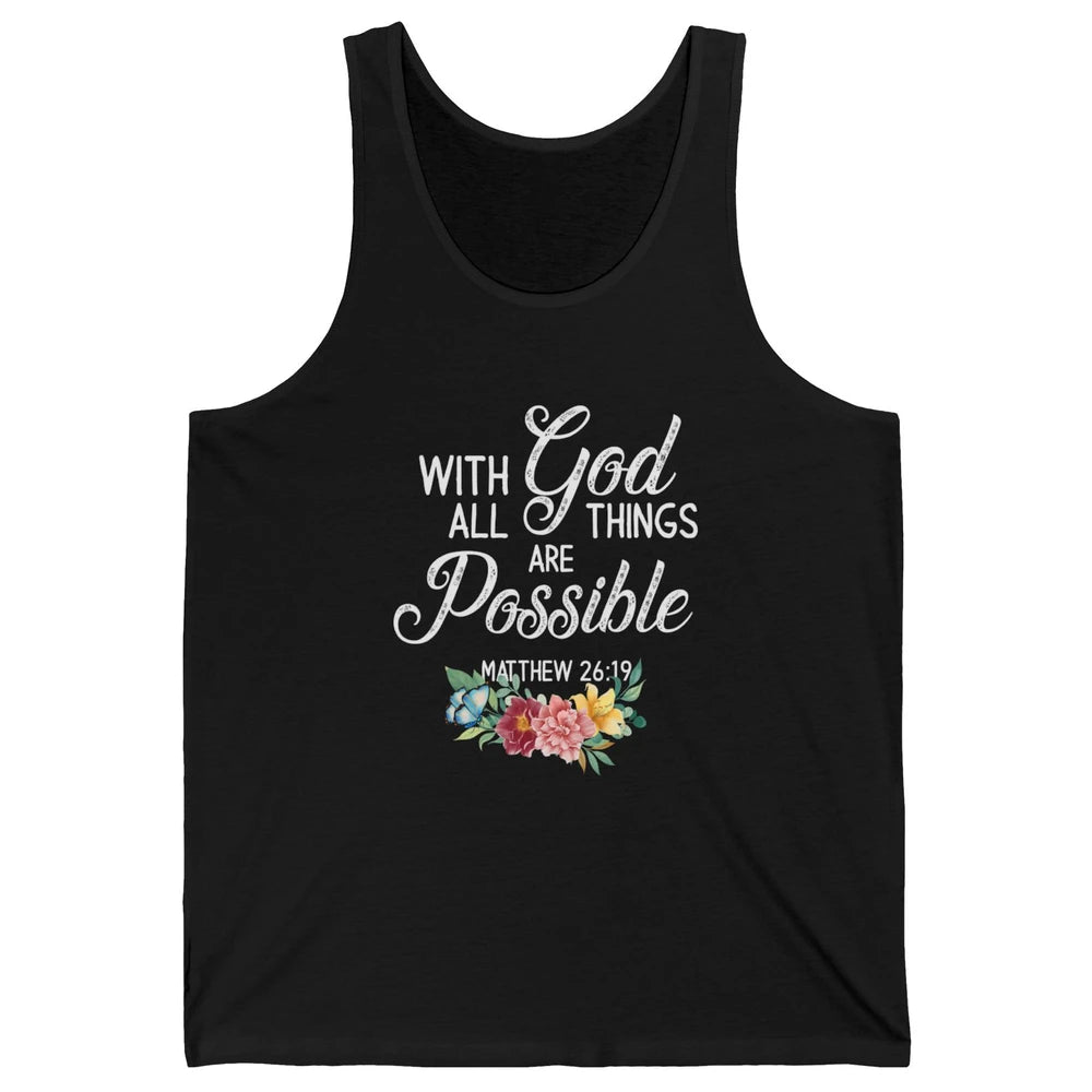 With God All Things Are Possible Jesus Christian Bible Verse Unisex Jersey Tank