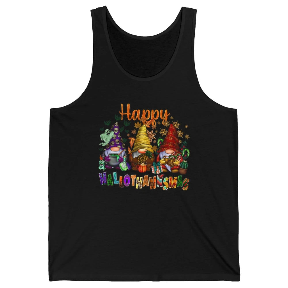 Funny Gnomes Happy Hallo-thank-mas Fall Pumpkin Thanksgiving Unisex Jersey Tank