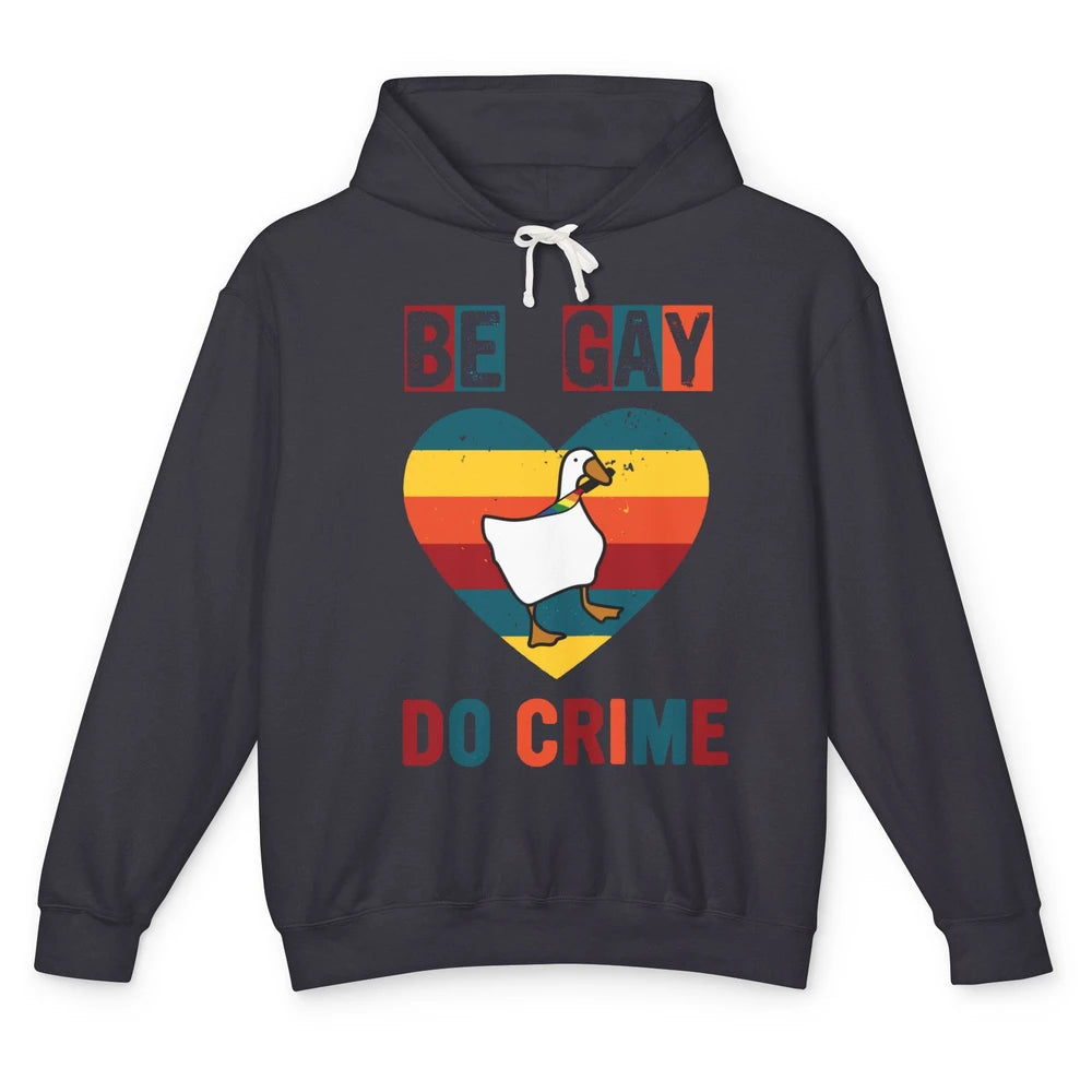 Vintage Duck Rainbow Be Gay Do Crime LGBTQ Community Rights Unisex Lightweight Hoodie