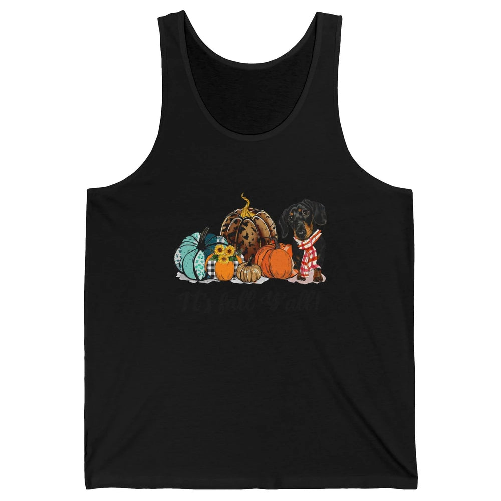 Weenie Dog Love Fall Yall Pumpkin Autumn Halloween Dachshund Unisex Jersey Tank