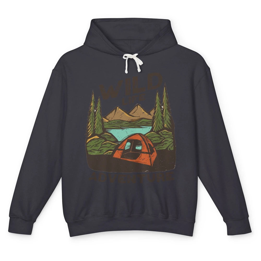 Wild Life Adventure Camping Mountain Wilderness Campfire Unisex Lightweight Hoodie