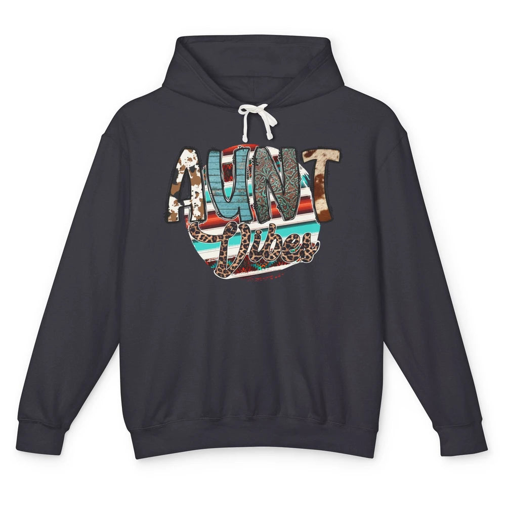 Aunt Vibes Cowhide Leopard Turquoise Western Country Auntie Unisex Lightweight Hoodie