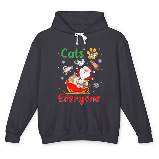 Merry Christmas Cats For Everybody Reindeer Xmas Santa Claus Unisex Lightweight Hoodie