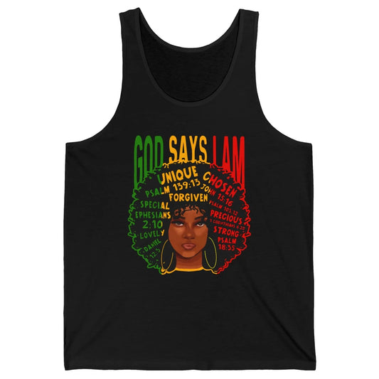 Afro Woman God Say I Am Black Melanin African American Woman Unisex Jersey Tank