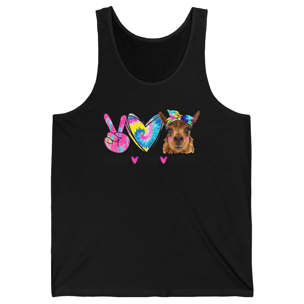 Vintage Llama Tie Dye Peace Love Llama Sarcastic Llama Lover Unisex Jersey Tank