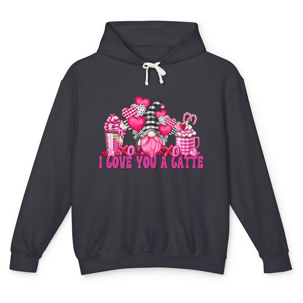 Pink Gnome And Valentines Day Latte Mugs I Love You Coffee Unisex Lightweight Hoodie