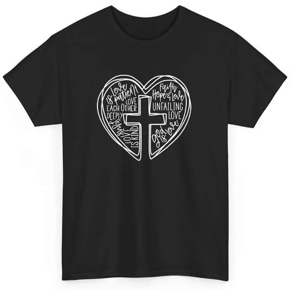 Christian Bible Verse Jesus Heart Love Cross Minimalist God Classic Unisex T-Shirt