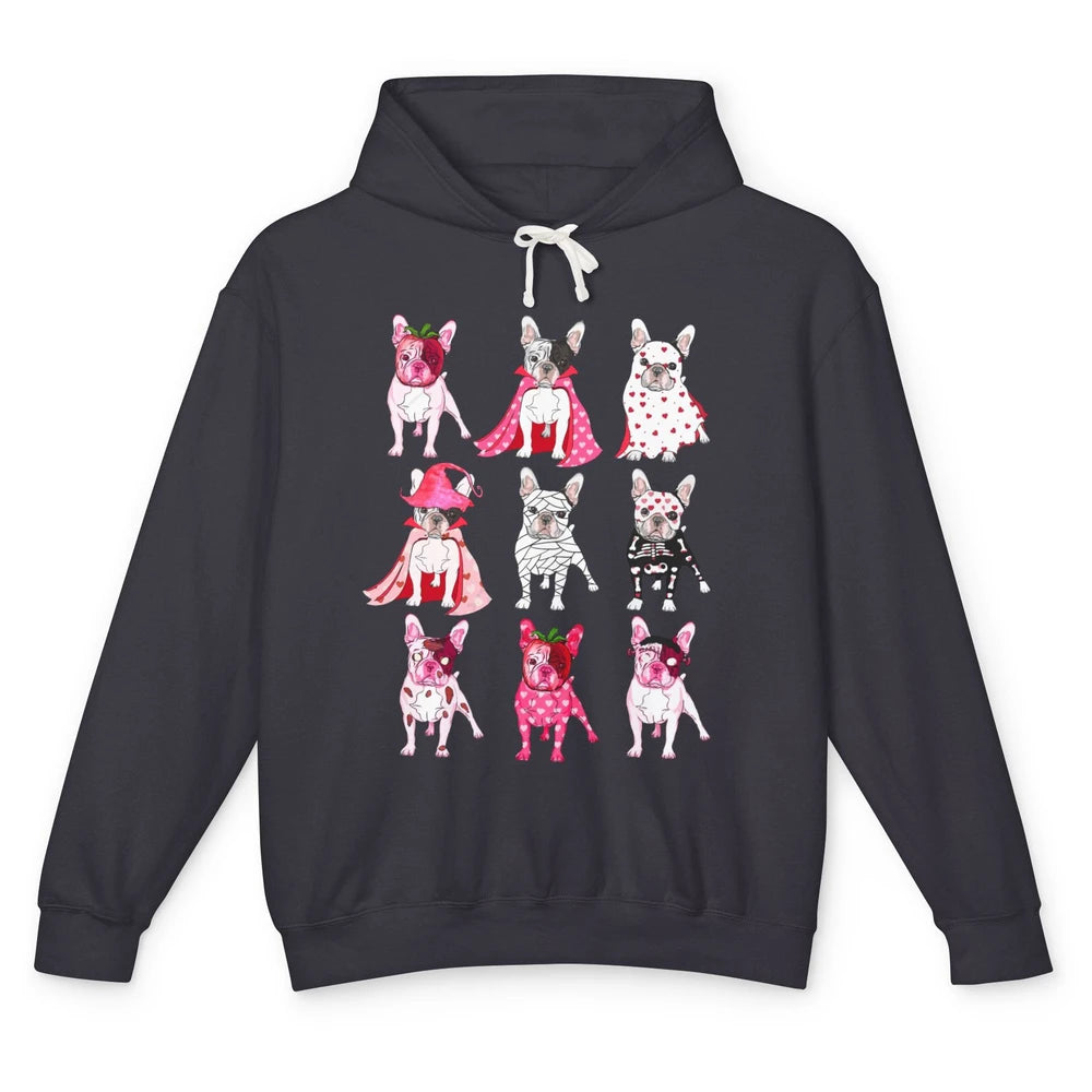 French Bulldog Valentine Frenchie Pink Spooky Valentines Day Unisex Lightweight Hoodie