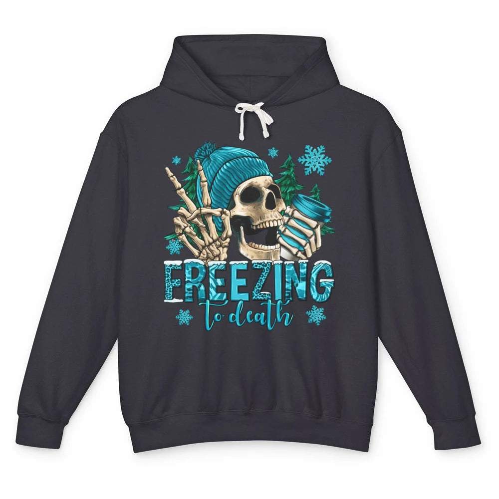 Funny Leopard Skull Freezing To Death Funny Christmas Winter Unisex Lightweight Hoodie