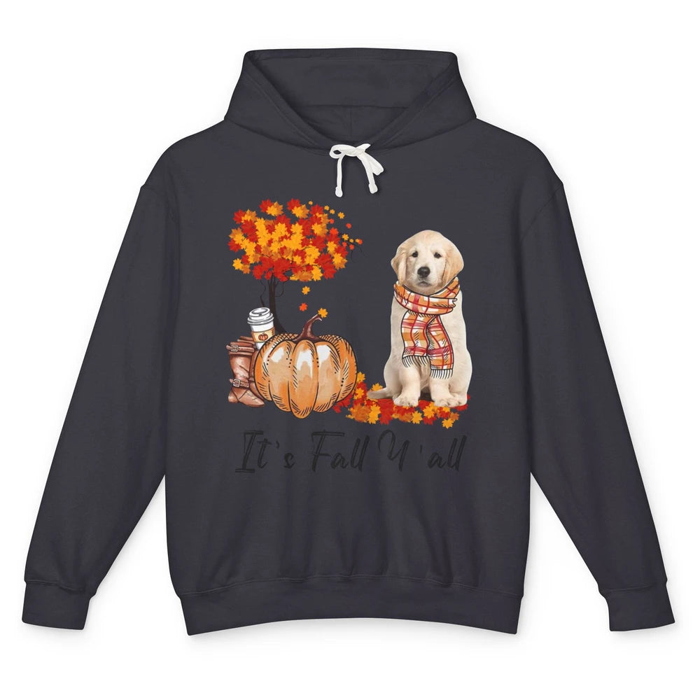 Golden Retriever Pumpkin Happy Fall Yall Autumn Thanksgiving Unisex Lightweight Hoodie