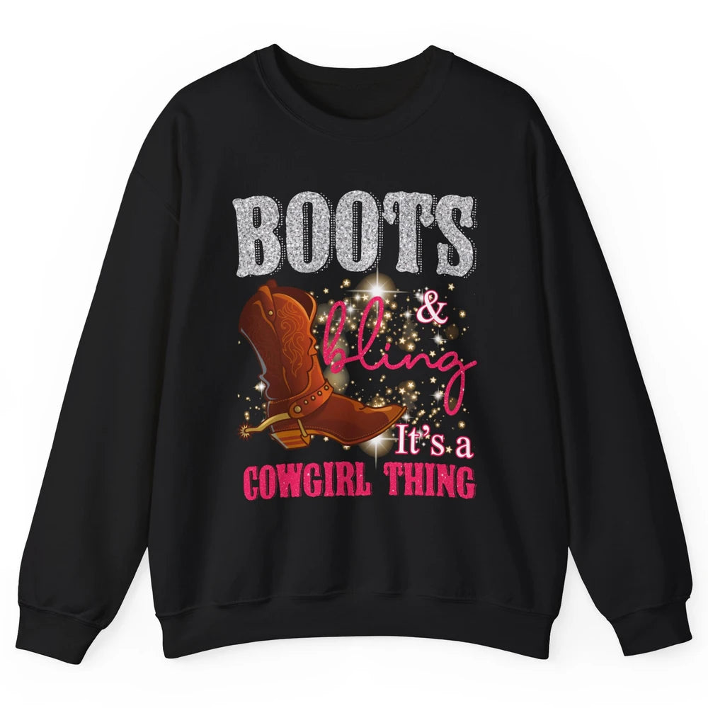 Western Country Cowgirl Thing Boots Bling Women Rodeo Cowboy Unisex Crewneck Sweatshirt