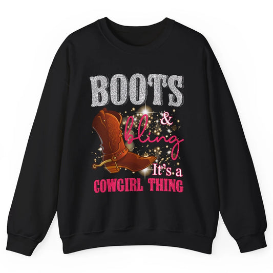 Western Country Cowgirl Thing Boots Bling Women Rodeo Cowboy Unisex Crewneck Sweatshirt