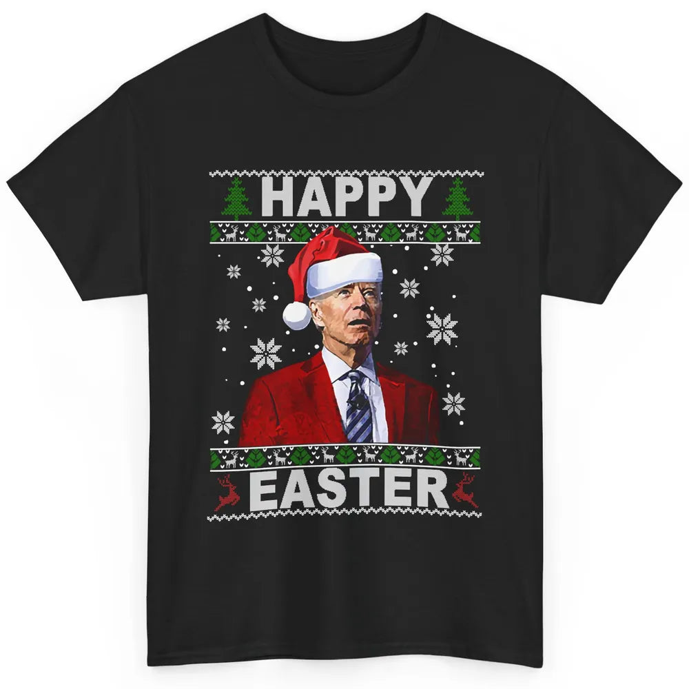 Funny Biden Santa Hat Happy Easter Anti Biden Christmas Classic Unisex T-Shirt