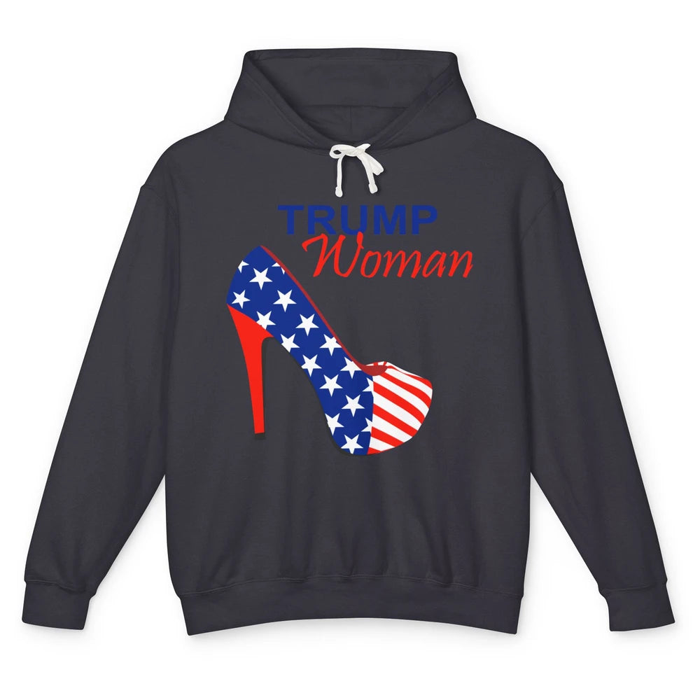 Trump Woman American Flag High Heel Republican Trump Support Unisex Lightweight Hoodie