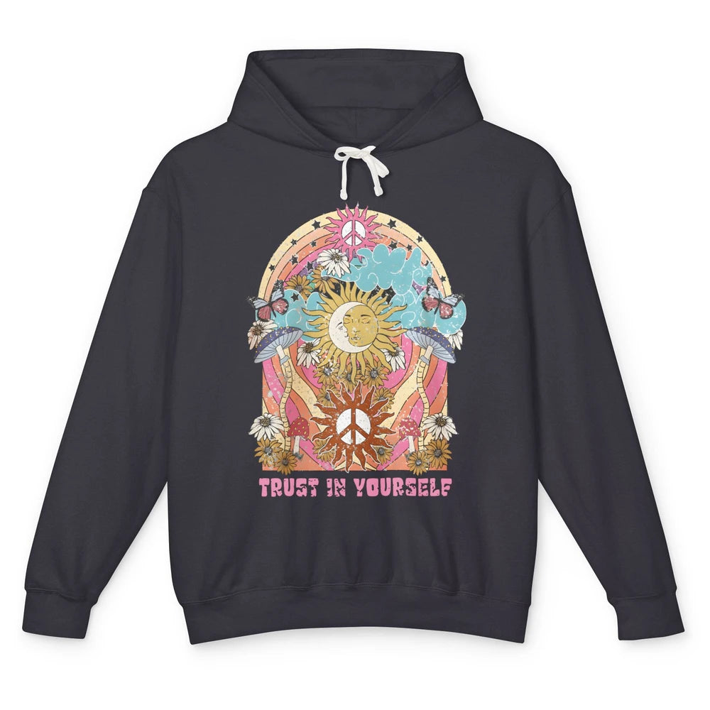 Hippie Trust Yourself Mystic Moon Sun Boho Positive Mushroom Unisex Lightweight Hoodie