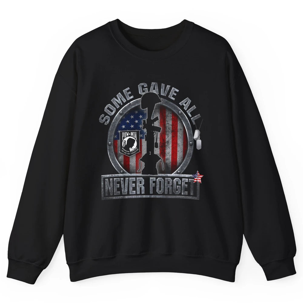 Retro US Veteran Some Gave All Never Forget Memorial Day Unisex Crewneck Sweatshirt