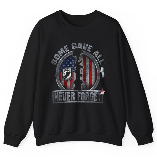 Retro US Veteran Some Gave All Never Forget Memorial Day Unisex Crewneck Sweatshirt