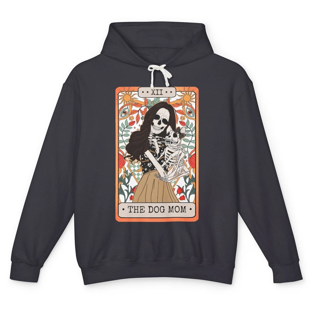 Retro Skeleton Tarot Card The Dog Mom Halloween Dog Lovers Unisex Lightweight Hoodie