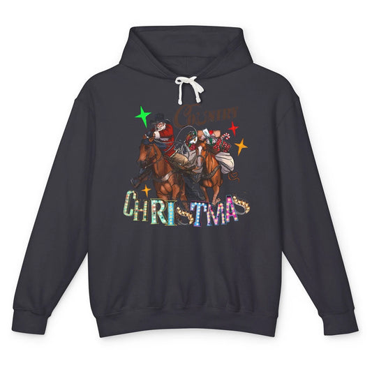 Santa Claus Country Christmas Y'all Western Country Cowboy Unisex Lightweight Hoodie