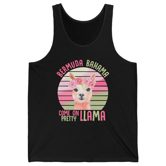 Vintage Cute Llama Bermuda Bahama Come On Pretty Llama Lover Unisex Jersey Tank