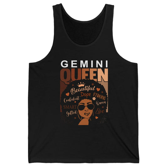 Afro Girl Melanin Gemini Queen Born in June Black Queen Gift Unisex Jersey Tank