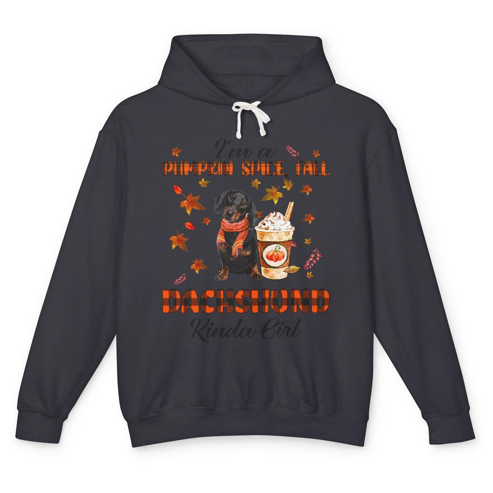 I'm A Pumpkin Spice Fall And Dachshund Kinda Girl Fall Leave Unisex Lightweight Hoodie