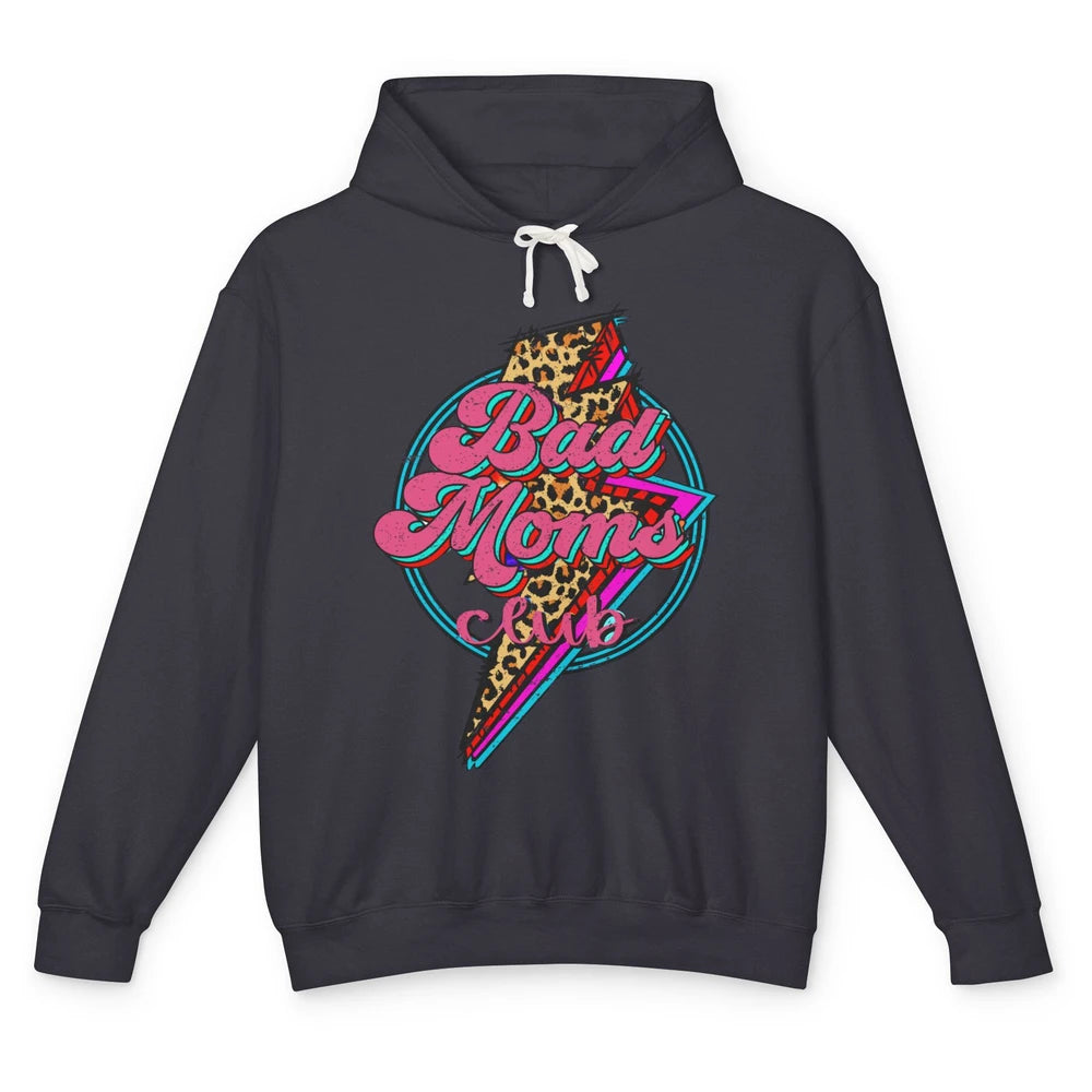 Leopard Proud Member Of Bad Moms Club Lightning Bolt Western Unisex Lightweight Hoodie