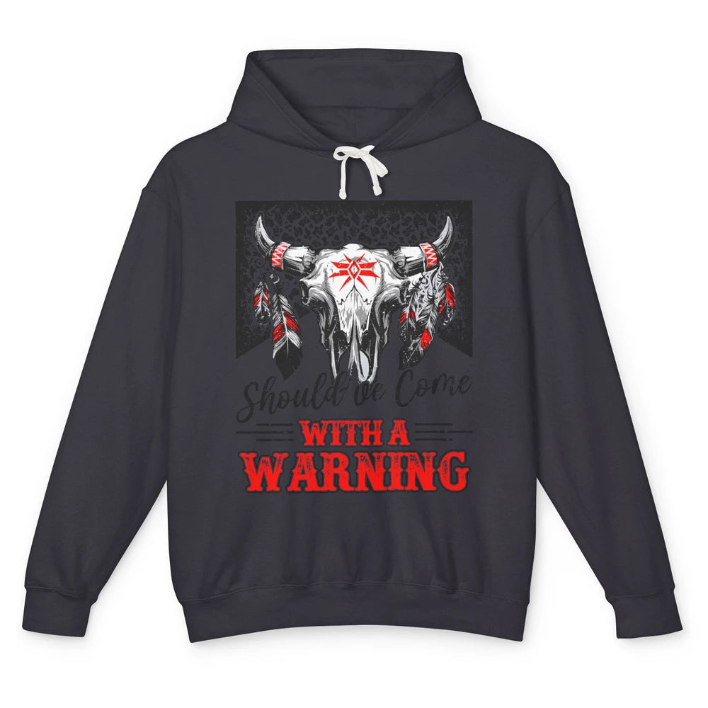 Leopard Bull Skull Should've Come With A Warning Western Unisex Lightweight Hoodie