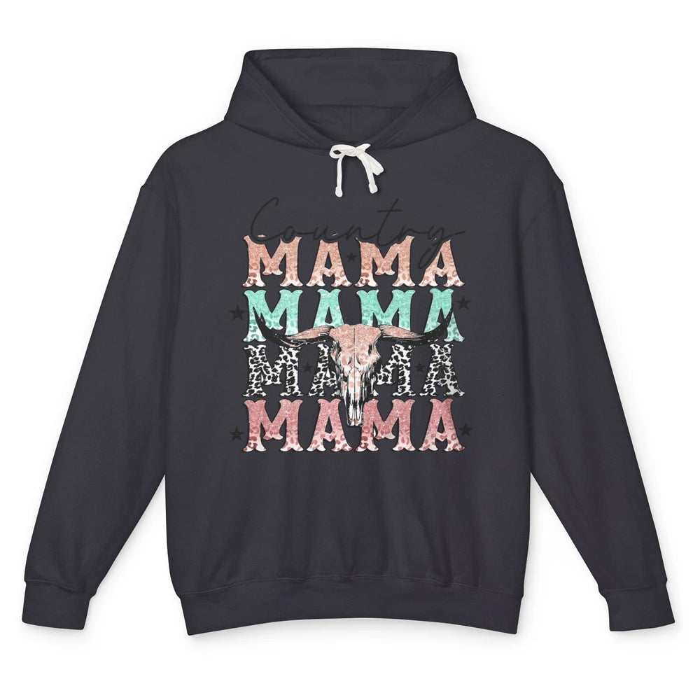 Leopard Boho Bull Skull Country Mama Desert Spirit Western Unisex Lightweight Hoodie