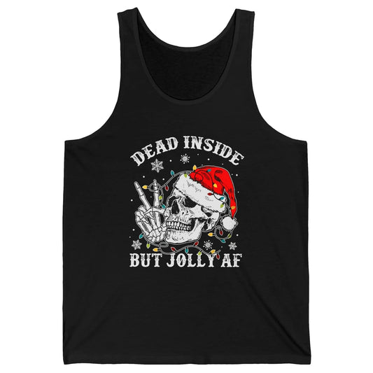 Skeleton Christmas Dead Inside But Jolly AF Merry Christmas Unisex Jersey Tank