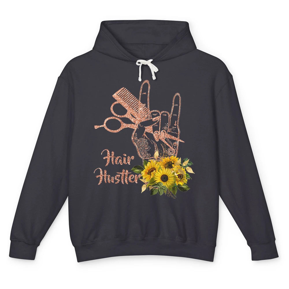 Hair Hustler Sunflower Barber Style Hairstylist Hairdresser Unisex Lightweight Hoodie