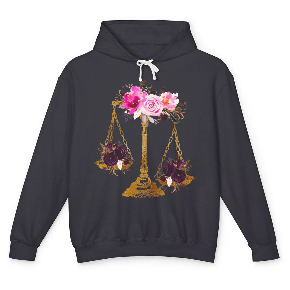 Wildflowers Lawyer Office Scales Roses Justice Law School Unisex Lightweight Hoodie