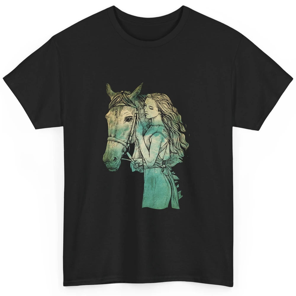 Cowgirl Horseback Horse Cowboy Texas Rodeo Western Country Classic Unisex T-Shirt