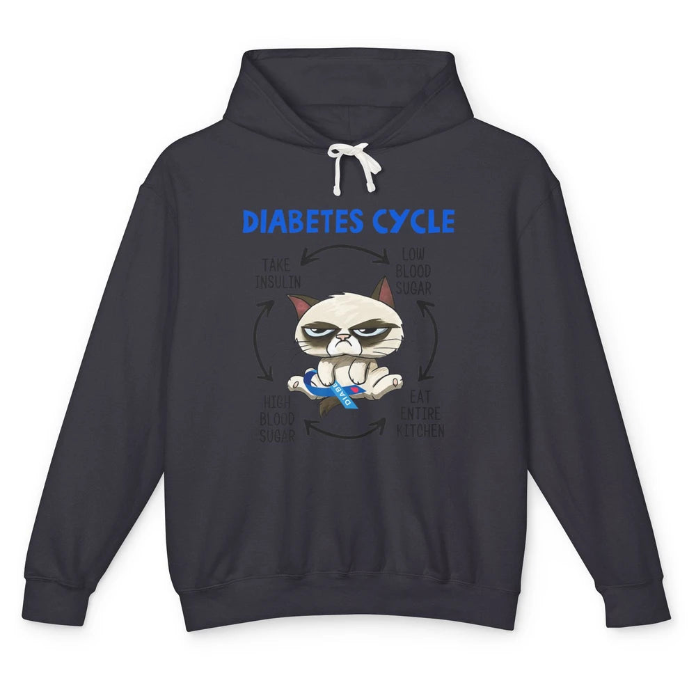 Diabetes Cycle Funny Cat Awareness Insulin Grumpy Warrior Unisex Lightweight Hoodie