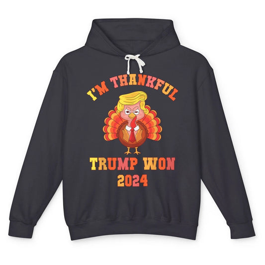 Funny Donald Trump Make Thanksgiving Great Again Thankful Trump Won Republican Unisex Lightweight Hoodie