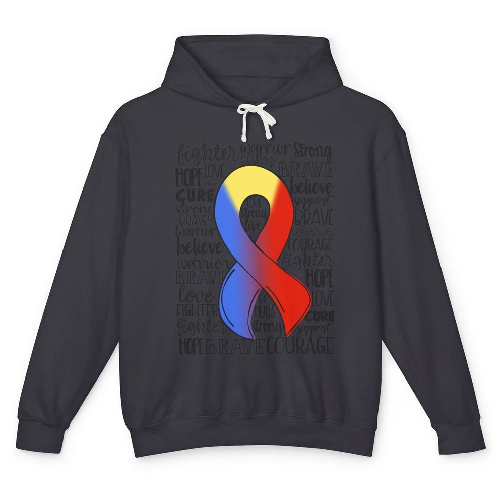 Thoracic Outlet Syndrome Awareness Blue Red Ribbon Hope Love Unisex Lightweight Hoodie