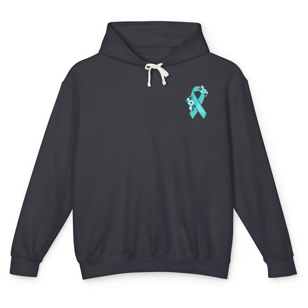 Interstitial Cystitis Awareness Floral Teal Ribbon Rainbow Unisex Lightweight Hoodie