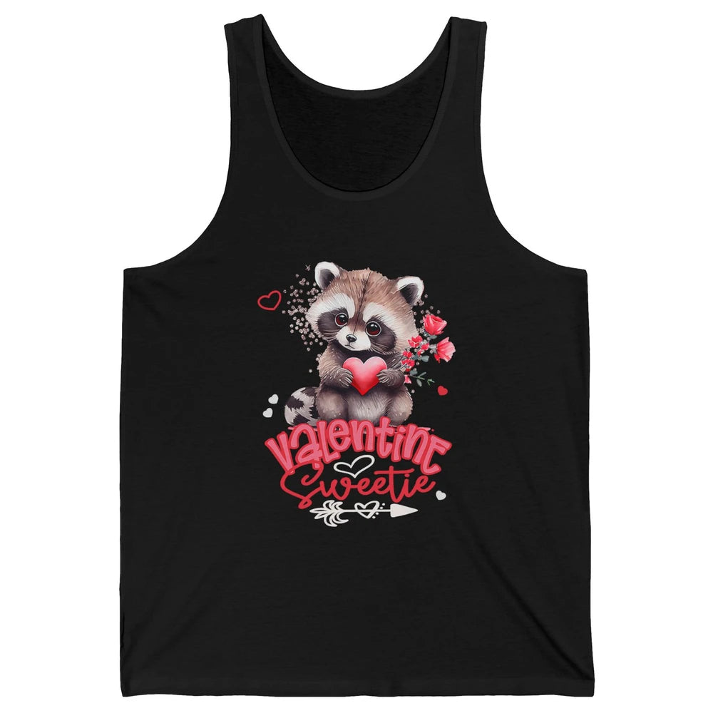 Adorable Baby Raccoon Cute Happy Valentine Sweetie Opossum Unisex Jersey Tank