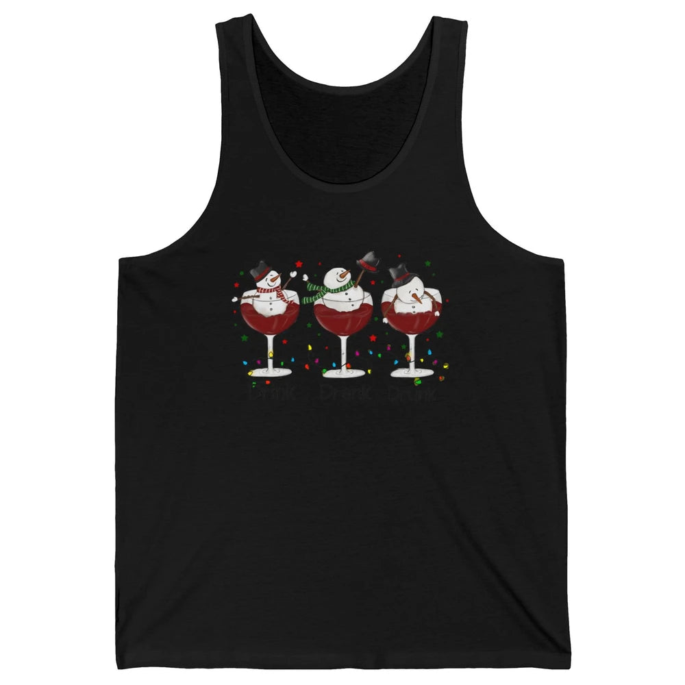 Funny Snowman Wine Christmas Drink Drank Drunk Christmas Unisex Jersey Tank