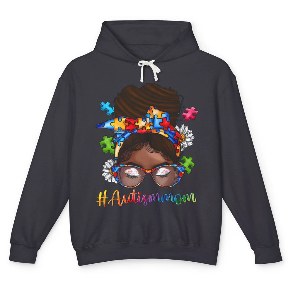 Autism Afro Mom Curly Hair American African Autism Awareness Unisex Lightweight Hoodie