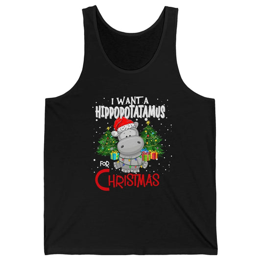 Funny I Want A Hippopotamus For Christmas Tree Hippo Santa Unisex Jersey Tank