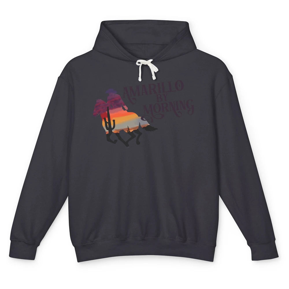 Retro Sunset Cowboy Amarillo By Morning Western Country Unisex Lightweight Hoodie