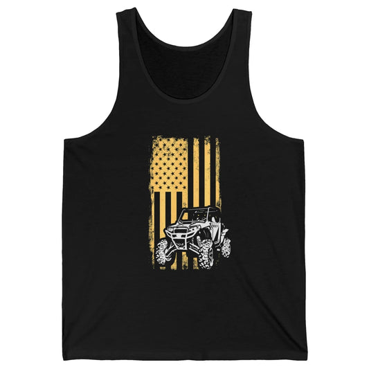 Retro UTV American Flag 4 Wheel Mud Riding SXS Life Offroad Unisex Jersey Tank