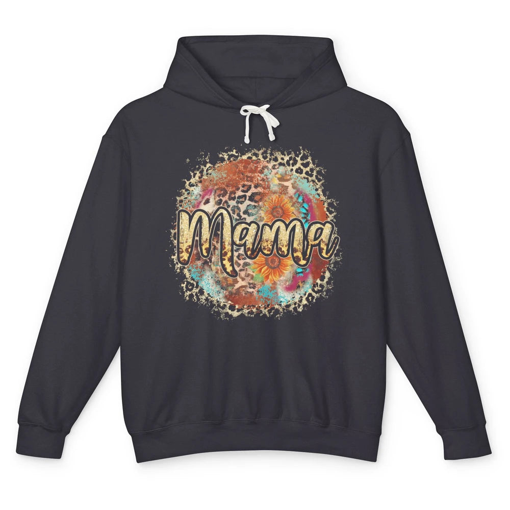 Mama Cowhide Leopard Cowgirl Western Serape Rodeo Mother Day Unisex Lightweight Hoodie