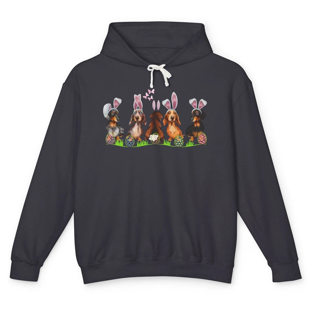 Easter Dachshund With Bunny Ears Cute Dachshund Easter Eggs Unisex Lightweight Hoodie