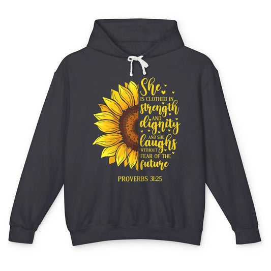 Sunflower Jesus Faith Christian God Bible Verse Religious Unisex Lightweight Hoodie