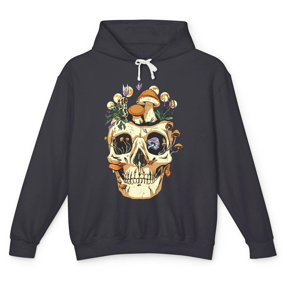 Skull Mushroom Moon Phases Witchcraft Plant Lovers Gardeners Unisex Lightweight Hoodie