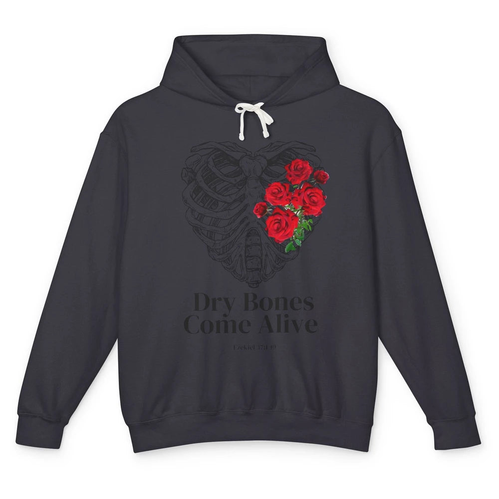 Floral Rib Cage Dry Bones Come Alive Bible Verse Christian Unisex Lightweight Hoodie